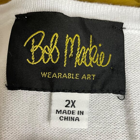 Bob Mackie Floral Cotton Sweater Sz 2X Lily Spring Pastel Colorful - Picture 8 of 8